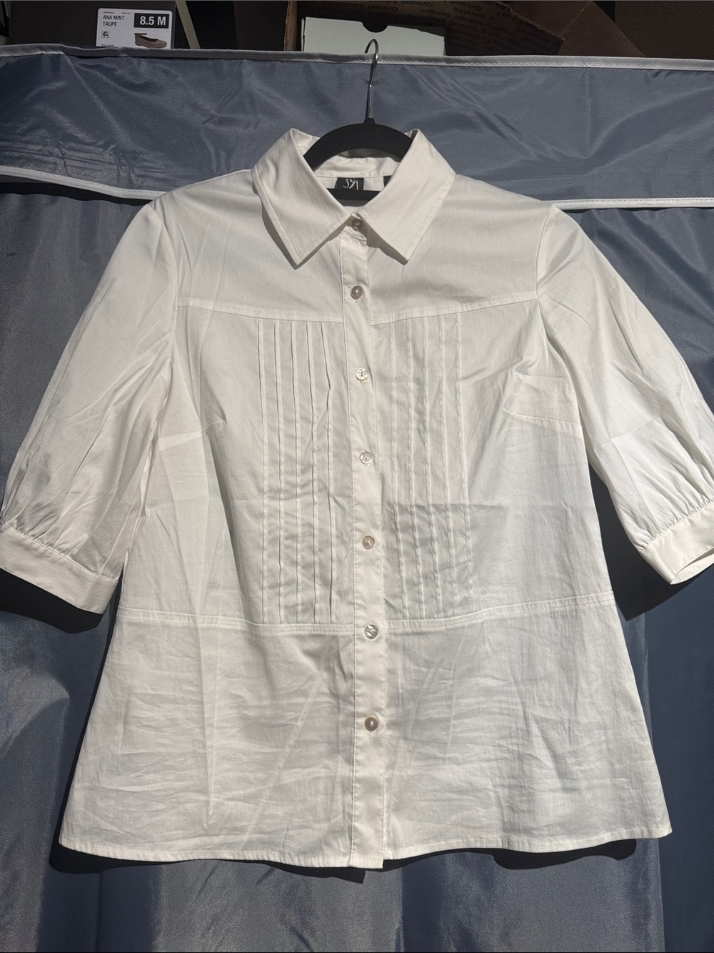Saks Fifth Avenue White Pintuck Button-Down Shirt
